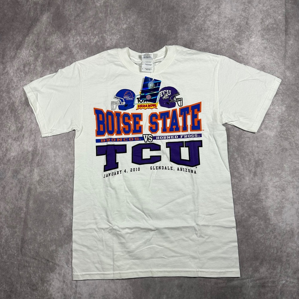 Gildan Boise State vs TCU 2010 Fiesta Bowl T-Shirt White Small NCAA Football